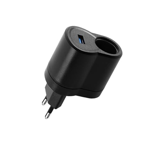 Leloco 220V auf 12V Adapter Zigarettenanzünder Steckdose Mit USB-Adapter | AC auf DC Spannungswandler mit EU-Stecker | Spannung Wandler Konverter Netzteil Steckdose Ladegerät Adapter