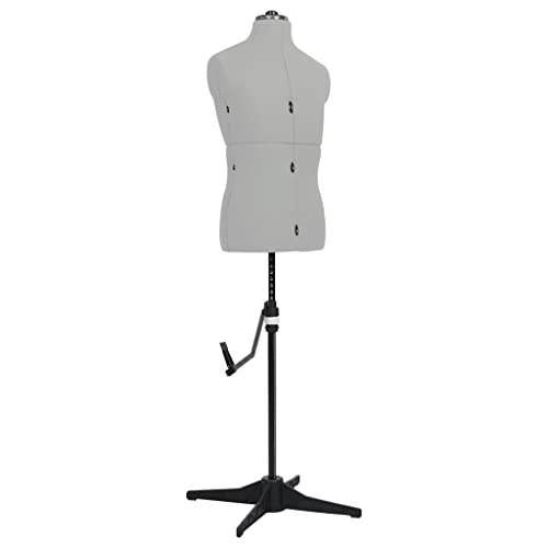 vidaXL Mannequin de Couture Ajustable pour Homme Mannequin de Vitrine Mannequin de Couturière Buste de Couture Magasin Gris Taille 37-45