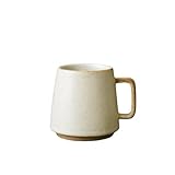 BALTHŌ - Taza desayuno ceramica Té y Café (330ml). Estilo japones, capacidad 330ml / 11oz. Apto lavavajillas (Blanco Arena)