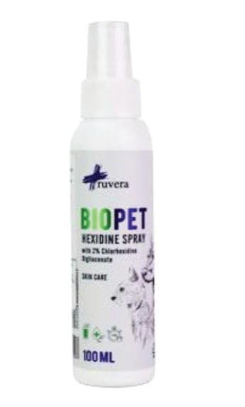 Bio-pet Hexidine Spray – 100ml Antiseptic Solution for the Treatment of Damaged Skin in Dogs
