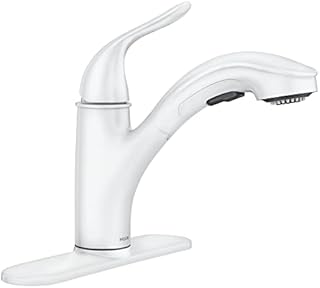 Moen 87557W Brecklyn Single-Handle Pull-Out Sprayer Kitchen Faucet with Power Clean, Glacier