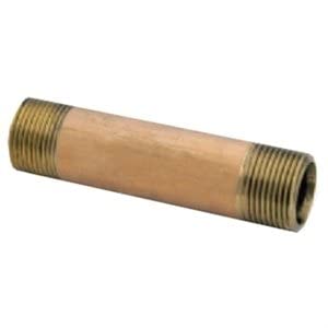 Pipe Fitting, Red Brass Nipple, Lead Free, 1/2 x 1-1/2 In.