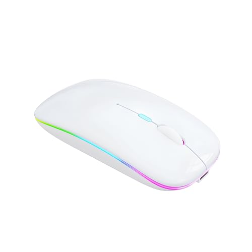 Image of Electro Wolf WM12 Rechargeable Wireless Mouse with RGB LED Backlit Silent Click (White Color) 1600 DPI Ergonomic Mouse for Laptop pc Computer Gaming & Work (WM12 White)