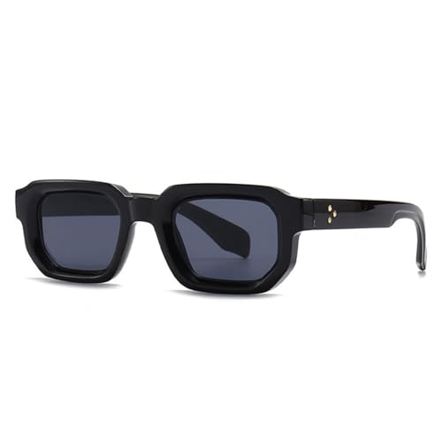 Lunettes de soleil UV400 homme carrées style rétro punk avec verres dégradés noir gris