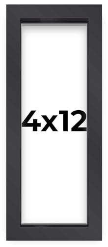 4x12 Shadow Box Frame Contemporary Black Finish | 3/4" Depth of Usable Space| Interior Size 4x12 or 12x4 in| UV Resistant Acrylic, Acid-Free Backing, Wall Hangers | Made in USA