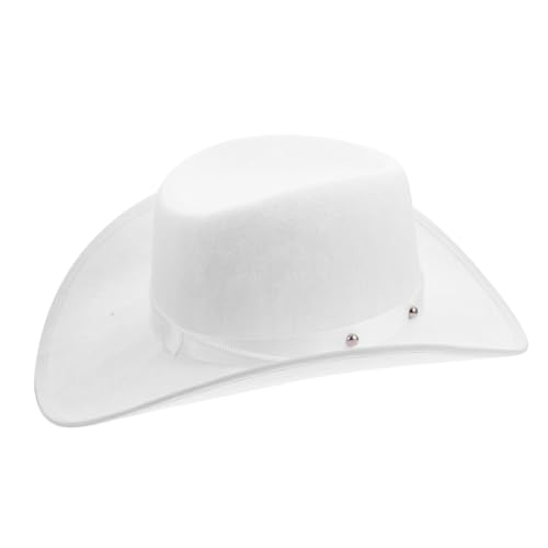 Chapeau Western Clouté Blanc Denim Réglable Accessoire Déguisement Cow-Boy