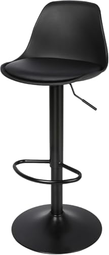 Image of Enosilla 360 REVOLVING Height Adjustable Swivel BAR Stool /Kitchen Chair Suitable for Kitchen, Cafeteria, Dining, Office, Shops, Counter seat, Breakfast, Pub (Black Base) (Charcoal Black)