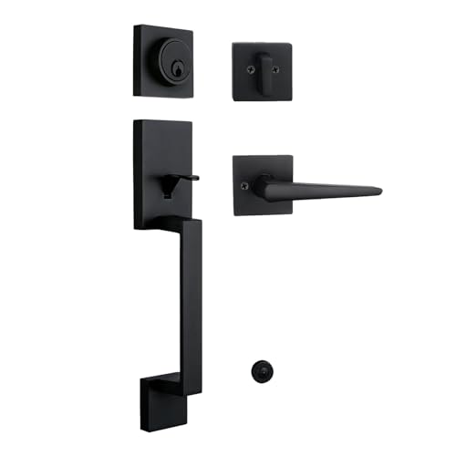Image of NEWBANG Traditional Keyed Entry Handleset for Single Front Door with Lever Handle in Matte Black,(Keyed),MDHST2010DB-AMZ