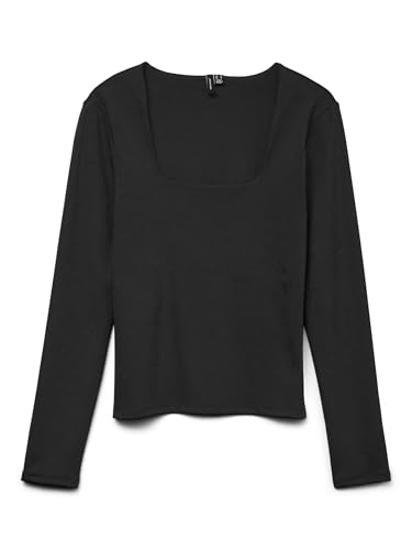 VERO MODA Vmmillion LS Square Neck Top JRS Noos, Negro, M