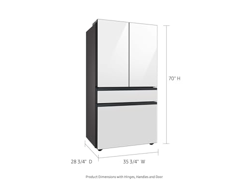 Samsung 23 Cu. Ft. Bespoke Counter Depth 4-Door French Door Refrigerator With Beverage Center, White Glass, Rf23bb860012aa on Fridge.com - View 2
