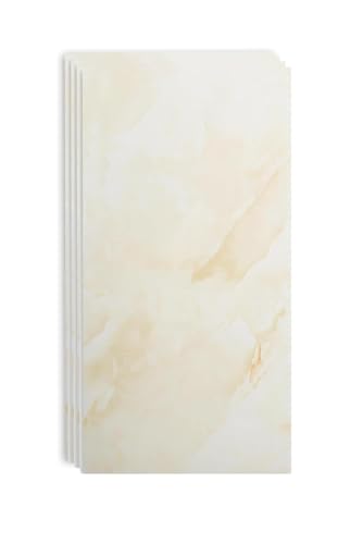 Image of New Peel and Stick Marble Wallpaper Backsplash Self-Adhesive PVC Waterproof Wall Tiles for Kitchen, Bathroom, Bedroom Multiple Size and Black,Cream,White. (8, Cream, 60x30)