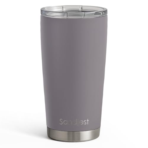 SANDJEST Gray Tumbler 20oz Stainless Steel Double Wall Vacuum Insulated, Travel Coffee Cup, Gifts for Men Women Birthday Christmas