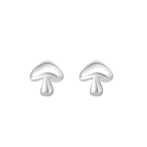 20g Mushroom Mini Huggie Stud Earrings for Women Girls Dainty Minimalist Cute 925 Sterling Silver Tiny Cartilage Tragus Screw Back Hypoallergenic Sleeper Small Studs for Daughter Bff Her Birthday