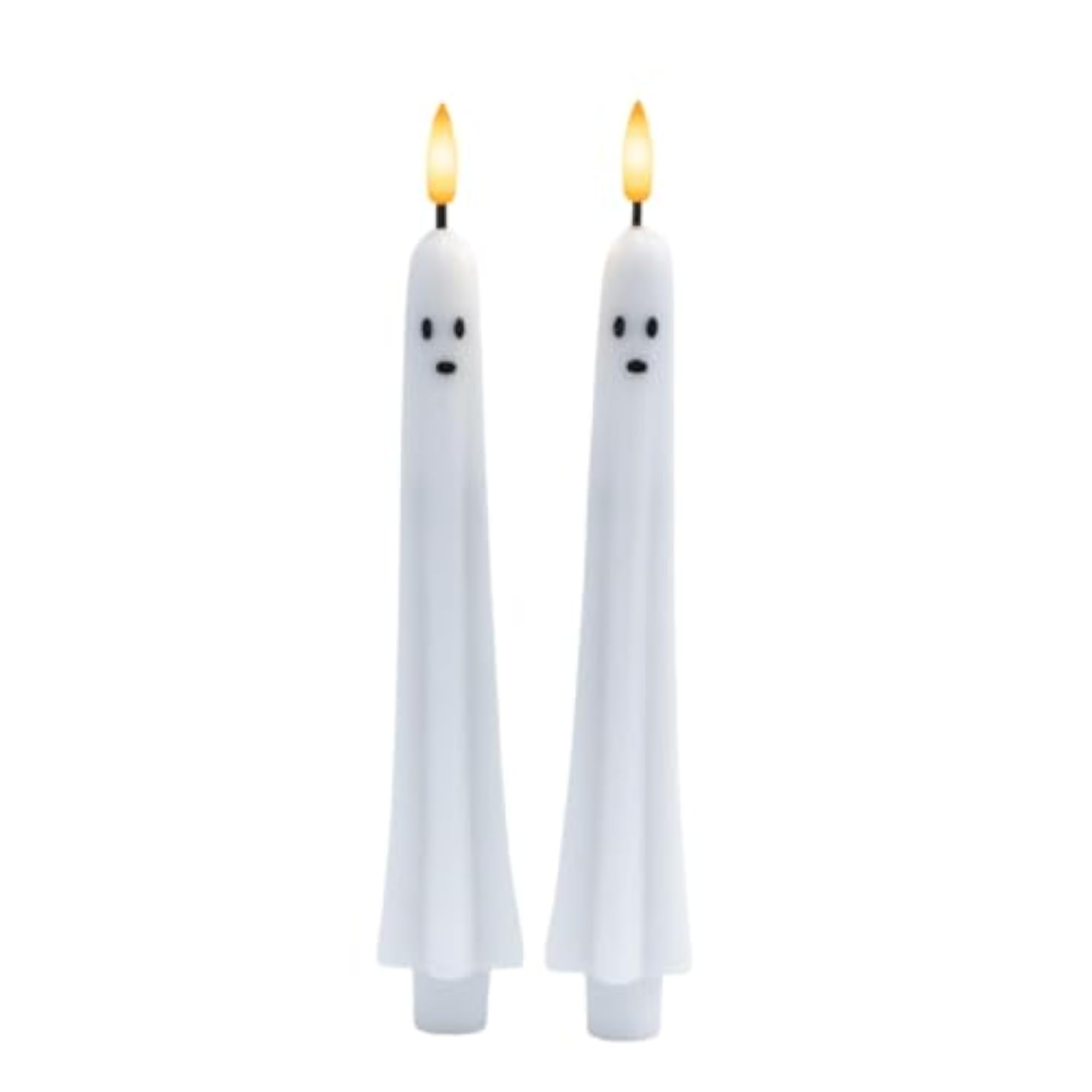 2-Pack Flameless Ghost Taper Candles, Gentle Eerie Glow
