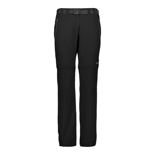 CMP Pantaloni Zip off Elasticizzati da Donna, Nero, L
