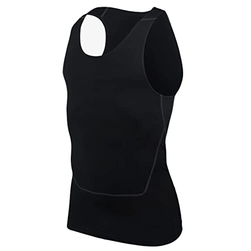Hedmy Men's Tank Swimsuit Top Athletic Vest Rash Guard Shirt Solid Color Sleeveless Workout Playwear
