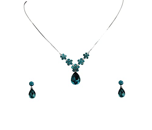 Image of Faship Gorgeous Rhinestone Crystal Floral Necklace Earrings Set