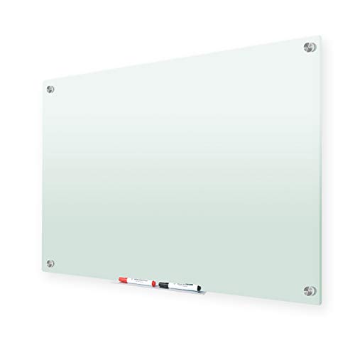 Glass Whiteboard?47 x 35 Inches Frosted Glass Dry Erase Board, Non-Magnetic, Frosted Surface, Frameless, Includes Markers, Marker Tray, Eraser for Wall, Office, Home, School