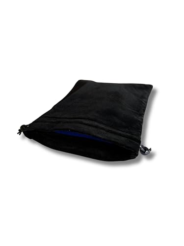 EFENDIZ Large Black Velvet Drawstring Pouch, Blue Velvet Lining Inside, 9 x 11.4 inches. Great Bag for Organizing and Storage at Home or When Traveling. Great for Gifts, Makeup, Jewelry