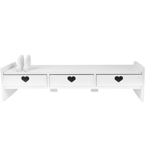 Soporte elevador de monitor con cajones de PVC y compuesto madera-plástico para escritorio de oficina 2