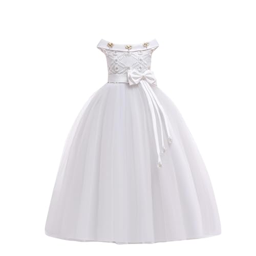 Flower Girls Cute Bow Puffy Tulle Maxi Dress Elegant A Line Wedding Pageant Dress Princess Party Ball Gown for 7-14 Years