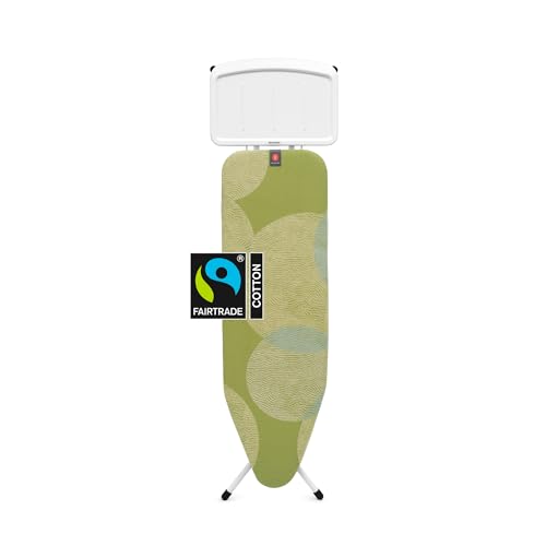 Image of Brabantia Comfort Ironing Board with Solid Steam Generator Rest | Medium (Size B) | Fairtrade Calm Rustle Cover | Adjustable Height (27-38 inch), XL Iron Rest, Easy Fold, Anti-Collapse Lock, Non-Slip Feet