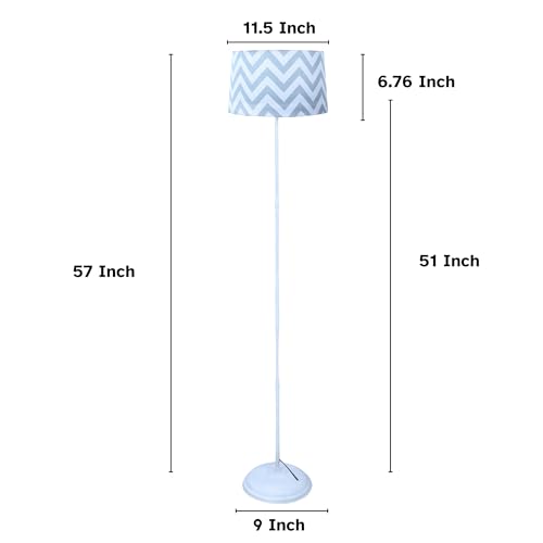 Image of tu casa White Metal-Iron Base Foldable Floor Lamps with Maze Print & Satin Shade for Bedroom, Living Room, Lounge, Office Area, Gifting Without Bulb for Home Decoration (Height - 57 inch)