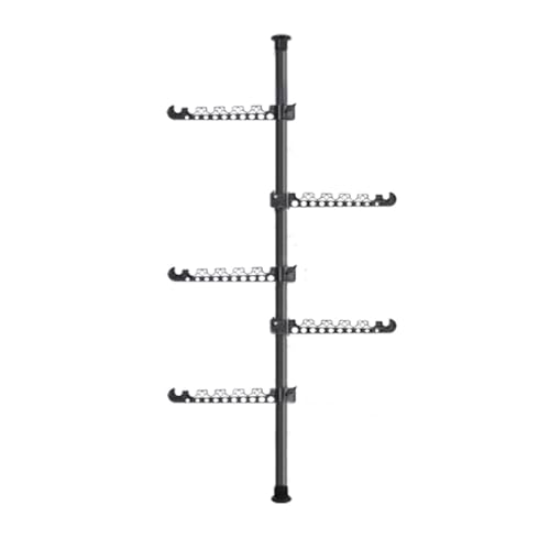 BAOYOUNI 室内物干し つっぱり式 物干しポール ハンガーアーム 洗濯物干し (部屋干し 突っ張り式 突ぱり式 ランドリー 突張り式 突っぱり式 物干しスタンド) (ブラック-ハンガー5本)