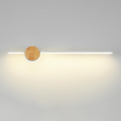 Luz de pared LED moderna en acabado blanco y madera noble con diseño arquitectónico 2