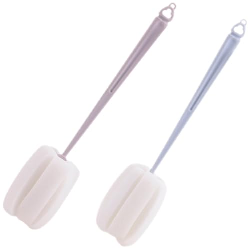 Lurrose カップ ブラシ スポンジ コップ洗い ボトル洗い マグボトル洗い 水筒 掛け可能 キッチンクリーニング 2本セット (ブルー+ピンク)