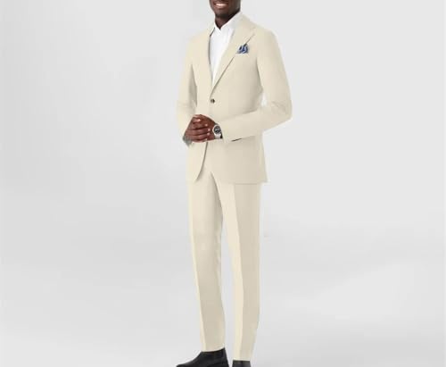 Men Suit Two Piece Jacket and Pants Set with Notched Lapel for Groom Wedding Prom Business Events4