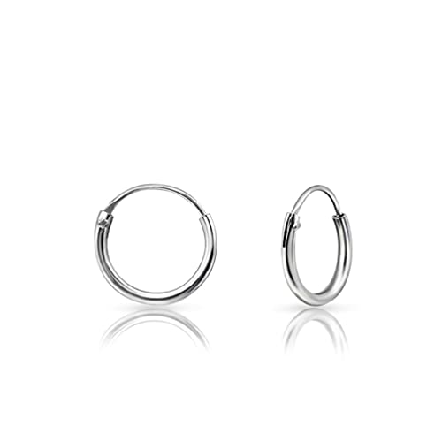 Pendientes Plata Mujer Hombre Niña - Pendientes Aro Pequeño - Pendientes de Plata Aro - Aros Plata Mujer Pequeños - Espesor 1.5 mm - Diámetro 10 mm