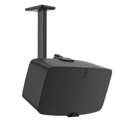 Yibracki Metal Speaker Ceiling Mount for Sonos Five & Play 5 Gen 2 Speaker Mount - Tilt & Swivel Adjustable Bracket for Sonos Play:5 & Sonos 5 Ceiling Mount for Surround Sound Black