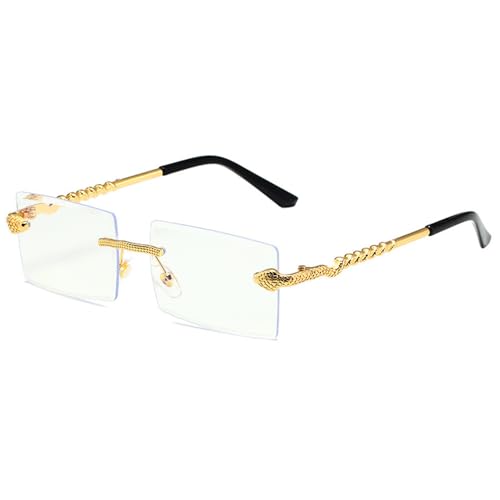 Rimless Rectangle Sunglasses Gradient Shades UV400