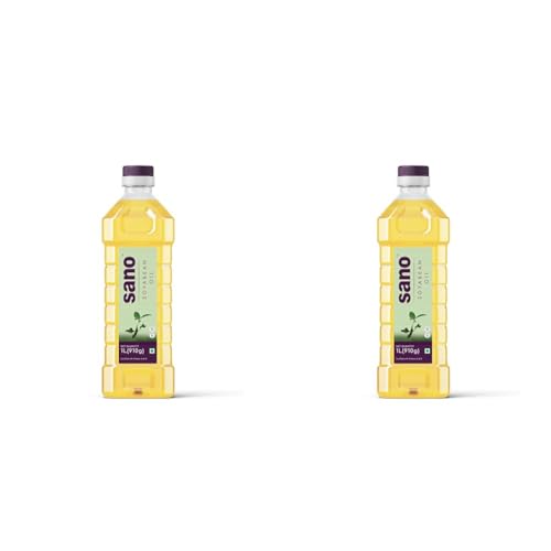 Image of sano Soyabean Oil 1 Ltr Pet Bottle - Pure, Natural, and Nutrient-Rich Cooking Oil for Healthy Delights (Pack of 2)