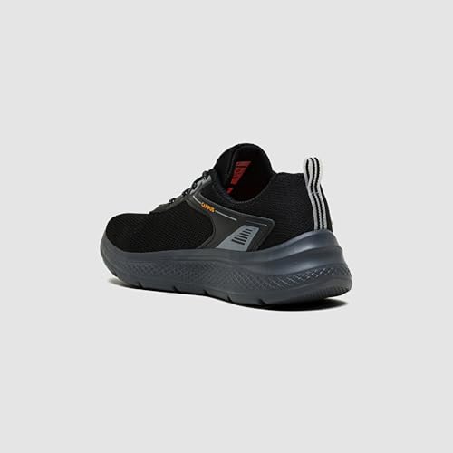 Image of Campus Port Men's Running Shoes | Breathable Mesh | Memory Foam Insole | Lightweight & Durable EVA Sole | Black & Dark Grey Sports Sneakers