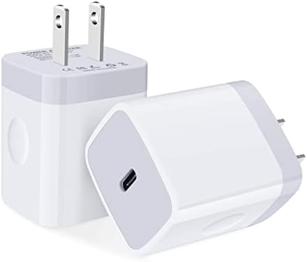 USB C Fast Charger,20W 2 Pack PD Charging Block Type C Wall Charger Power Adapter Base Box Compatible Samsung Galaxy A14 5G/A13/A23/S23/S22/S21 FE/Z Flip 3/S20 FE,iPhone 14 13 Pro/SE/12,iPad,Pixel 7