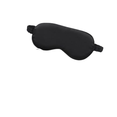 シルクスリーピングアイマスク、キャリングポーチバッグ旅行睡眠アイシェード女性男性昼寝カバー快適なアイパッチヘルプレスト(Black)