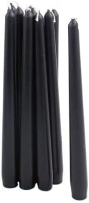 10 Bolsius Black Non Drip Dinner Taper Candles, 25cm, 7.5hrs
