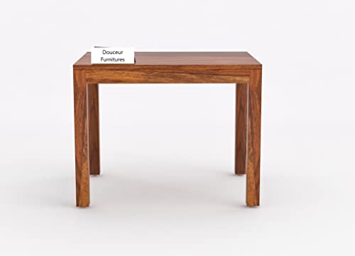 Image of Douceur Furnitures Solid Sheesham Wood 4 Seater Dining Table Set Without Cushioned Chairs for Dining Room | Living Room | Home & Office | Hotels Restaurant & Cafe Finish -Natural Teak |