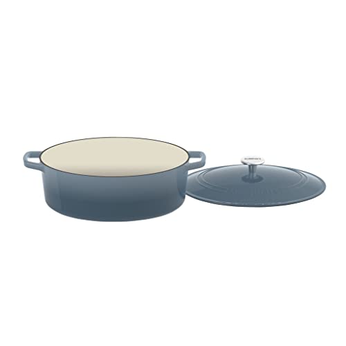 Image of Cuisinart Chef's Classic Enameled Cast Iron Dutch Oven with Lid, Porcelain Enameled Interior, Oven Safe, Induction Compatible, 7-Quart, Oval, Gradient Navy