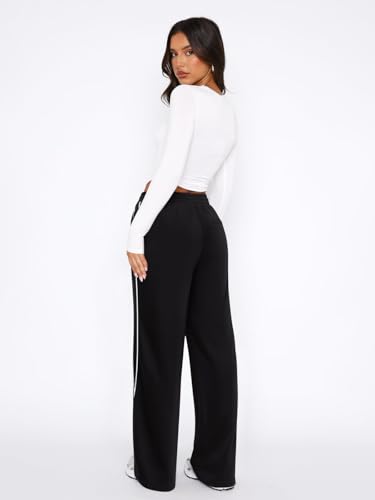 LASLULU Womens Wide Leg Sweatpants Baggy Straight Leg Sweatpants Y2K Dance Pants Gym Athletic Sweat Pants Joggers4