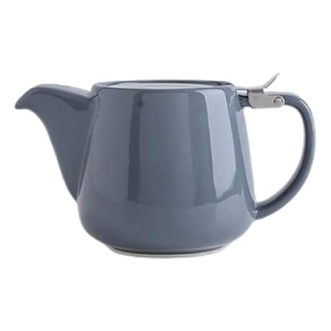 Hwagui - Ceramic Teapot With Stainless Steel Infuser For Loose Tea And Blooming Tea, Heat Resistant Ceramic Tea Pot And Tea Kettle, Perfect Tea Maker, Gray Teapot 560ml/18.5oz Cover