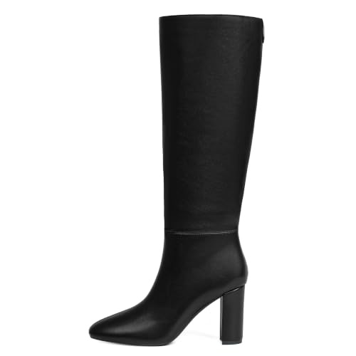 Image of Modatope Knee High Boots for Women Chunky Heel Rounded Toe Tall Boots