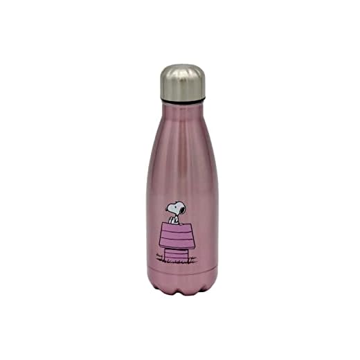 CYP BRAND Snoopy - Botella Agua de Acero Inoxidable, Cierre Hermético, con Diseño Snoopy, 550 ml, Morado Metalizado, Producto Oficial, B-02-SY