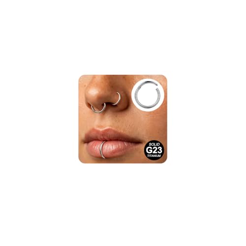 AVYRING 2PCS Titanium Nose Ring 18G Hinged Hoops Clicker Rings for Women Men Cartilage Helix Tragus Conch Labret Septum Piercing Jewellery 8mm