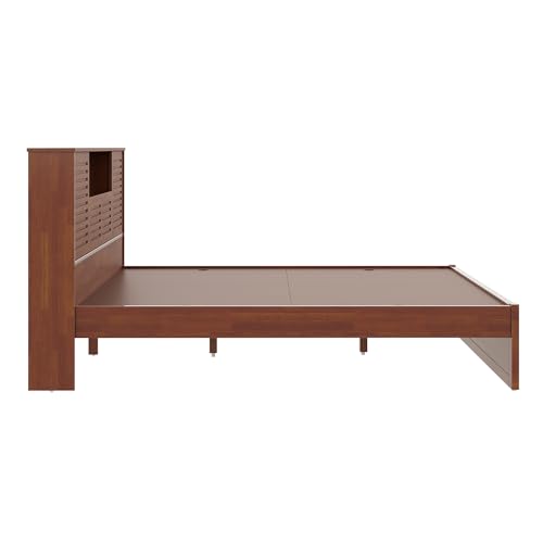 Image of Wakefit Bed | King (78 X 72) Solid Wood Bed Without Storage, 3 Year Warranty | - Aquari - Gold Brown