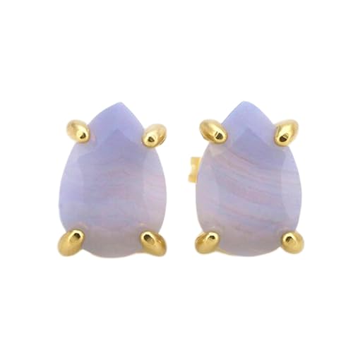 Boucles d'oreilles agate naturelle en forme de poire, un cadeau minimaliste précieux pour elle
