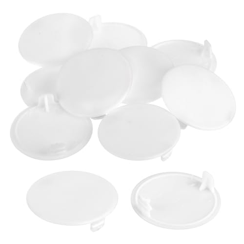 Image of uxcell 10Pcs Hinge Hole Covers, 40mm(1-9 /16 inch) Dia Plastic Concealed Hole Cover Round Flush Type Caps for Furniture Cabinet Cupboard, White