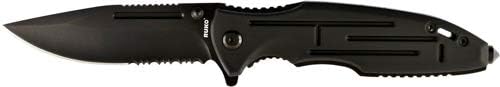 Ruko RUK0153-CS Shark Bull 440A Folding Blade Hunting Knife Black Anodized Aluminum Handle Clamshell, 3-1/2"